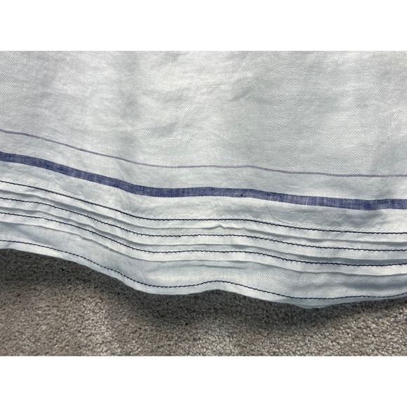 NIC&ZOE White Linen Blend Pleated Skirt Striped Hem Cottagecore Prairie Size 14P - Picture 2 of 10